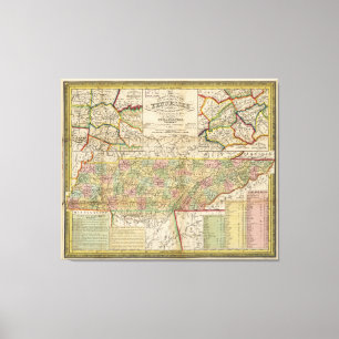 State of Tennessee Map (1851) Canvas Print