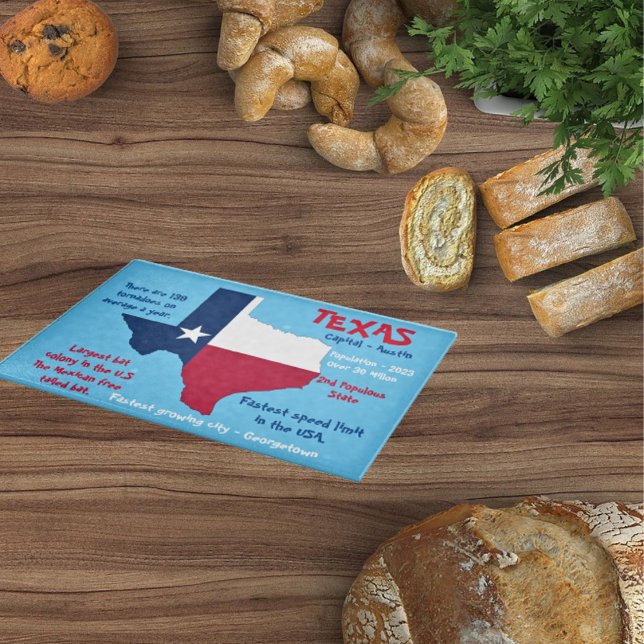 State of Texas Amazing Fact Glass  Cutting Board (Creator Uploaded)