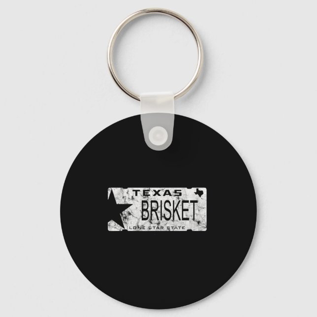 State Of Texas Brisket License Plate Bbq Pitmaster Key Ring (Front)