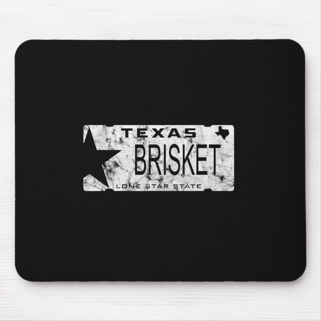 State Of Texas Brisket License Plate Bbq Pitmaster Mouse Pad (Front)
