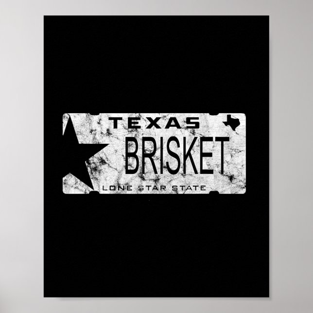 State Of Texas Brisket License Plate Bbq Pitmaster Poster (Front)