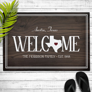 State of Texas Personalised Woodgrain Doormat