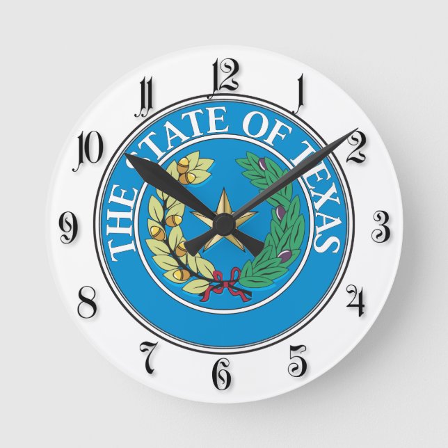State of Texas seal Round Clock (Front)