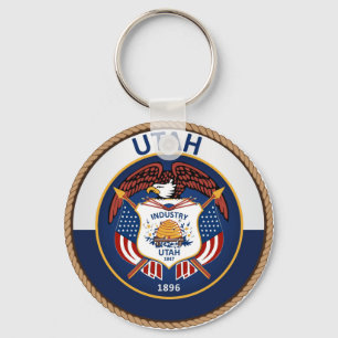 State of Utah Flag Seal Key Ring