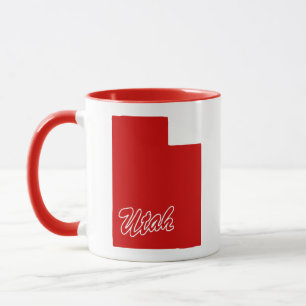 State Of Utah Shape Red Mug
