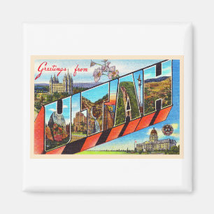 State of Utah UT Vintage Large Letter Postcard Magnet