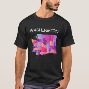 State Of Washington County Map Colourful Map Usa T-Shirt