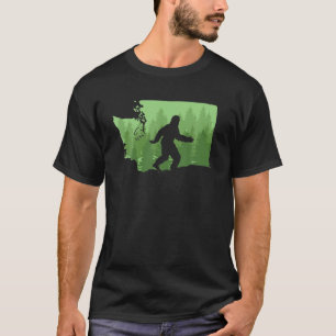 State Of Washington Map Bigfoot Funny Sasquatch Gi T-Shirt