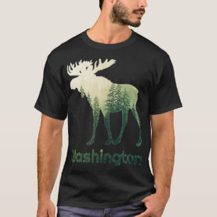 State Of Washington Moose Forest Tree Hunter Wildl T-Shirt