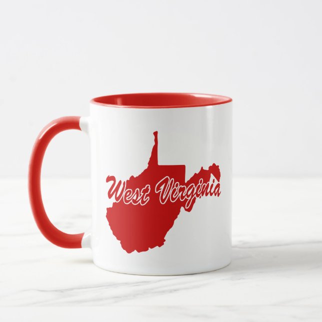 State Of West Virginia Shape Red Mug (Left)