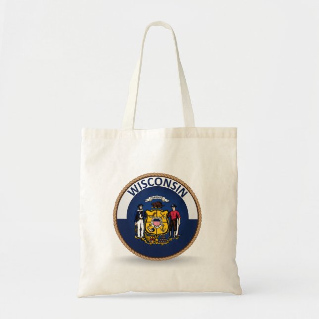 State of Wisconsin Flag Seal Tote Bag (Front)