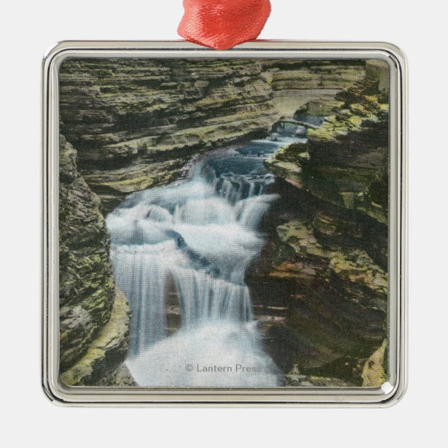 State Park View of Diamond Falls Metal Tree Decoration (Front)