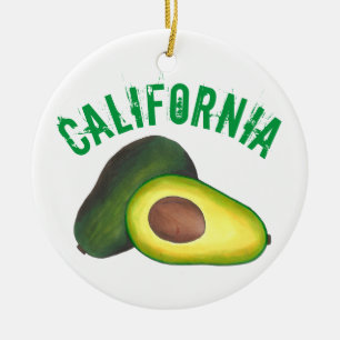State Pride CA California Ripe Avocado Foodie Ceramic Tree Decoration