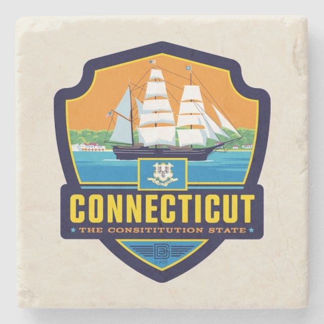 State Pride | Connecticut Stone Coaster (Front)