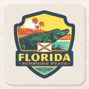 State Pride Florida Square Paper Coaster
