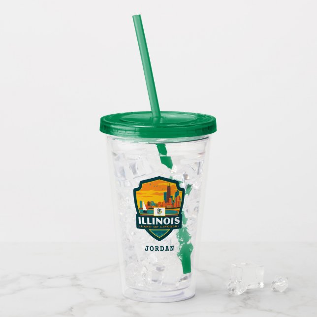 State Pride | Illinois Acrylic Tumbler (Front Ice)