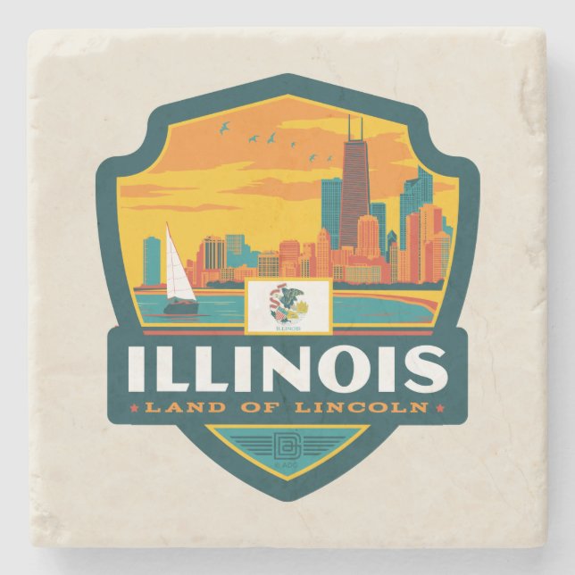 State Pride | Illinois Stone Coaster (Front)