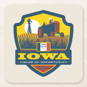 State Pride   Iowa Square Paper Coaster