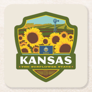 State Pride Kansas Square Paper Coaster