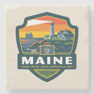 State Pride Maine Stone Coaster