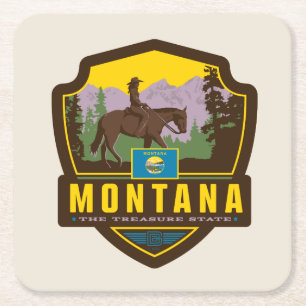 State Pride Montana Square Paper Coaster