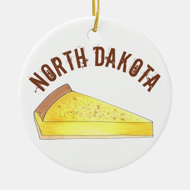 State Pride North Dakota Kuchen Cake Slice Ceramic Tree Decoration (Front)