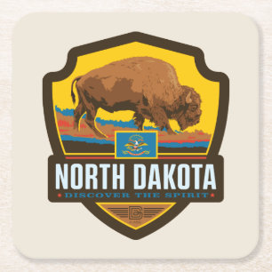 State Pride   North Dakota Square Paper Coaster