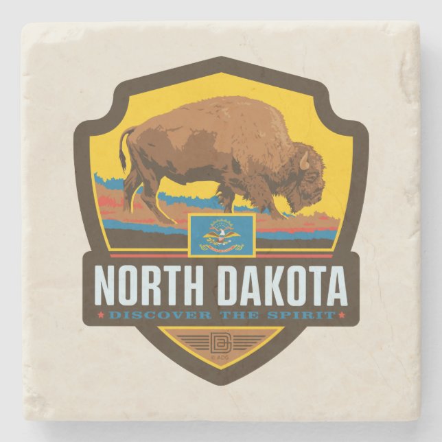 State Pride | North Dakota Stone Coaster (Front)