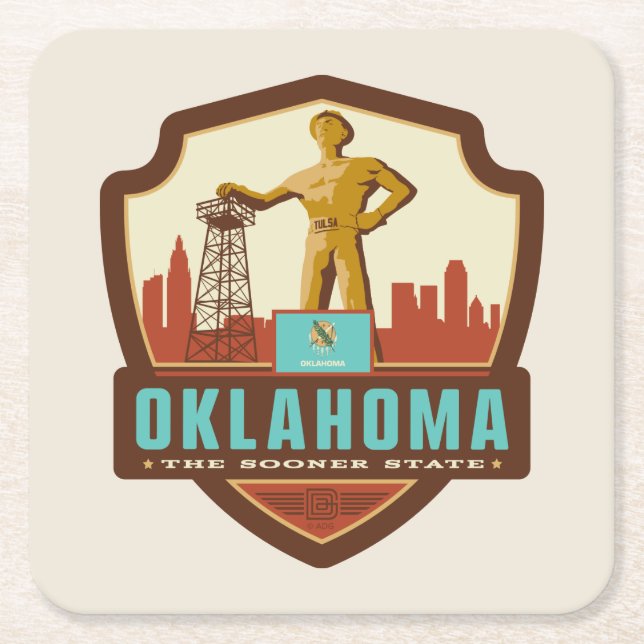 State Pride | Oklahoma Square Paper Coaster (Front)