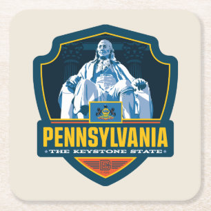 State Pride Pennsylvania Square Paper Coaster