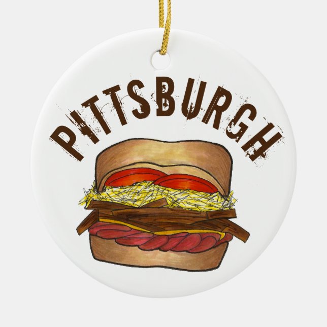 State Pride Pittsburgh Pennsylvania Sandwich Ceramic Tree Decoration (Front)
