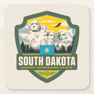 State Pride South Dakota Square Paper Coaster
