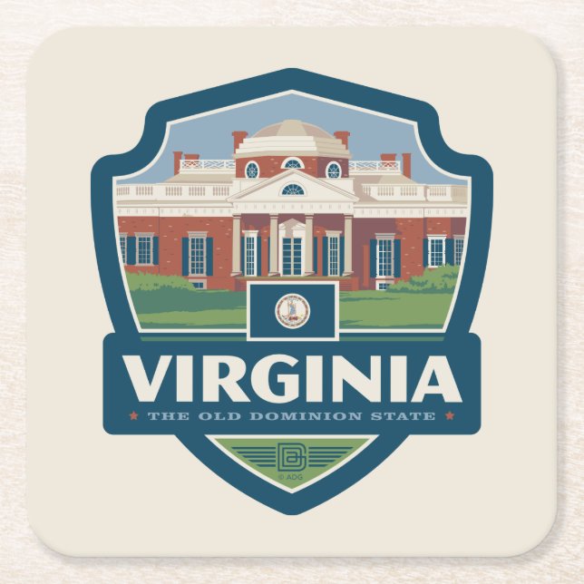 State Pride | Virginia Square Paper Coaster (Front)