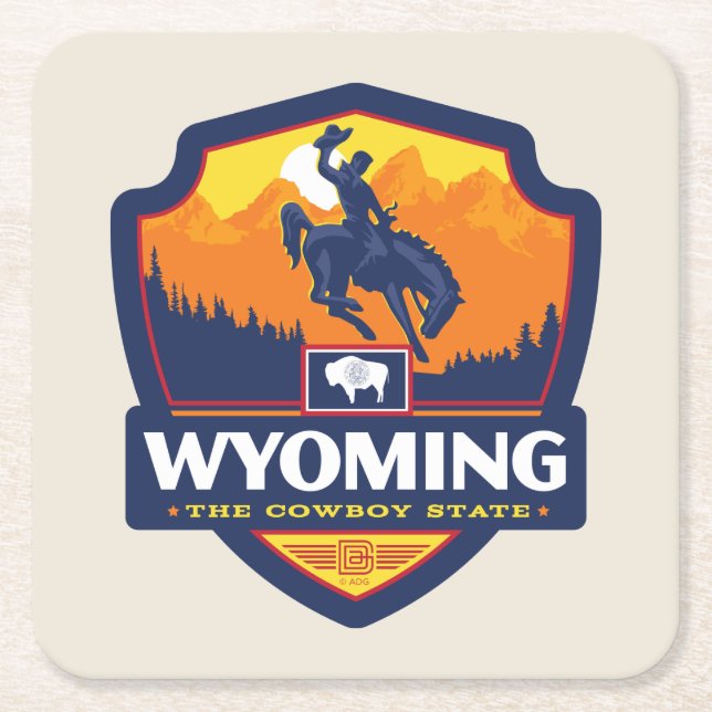 State Pride | Wyoming Square Paper Coaster (Front)