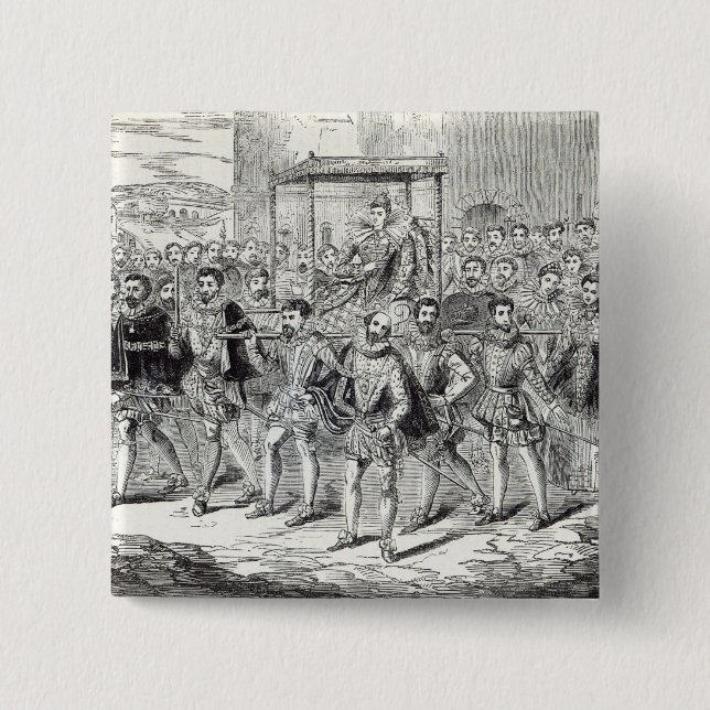 State progress of Queen Elizabeth 15 Cm Square Badge (Front)