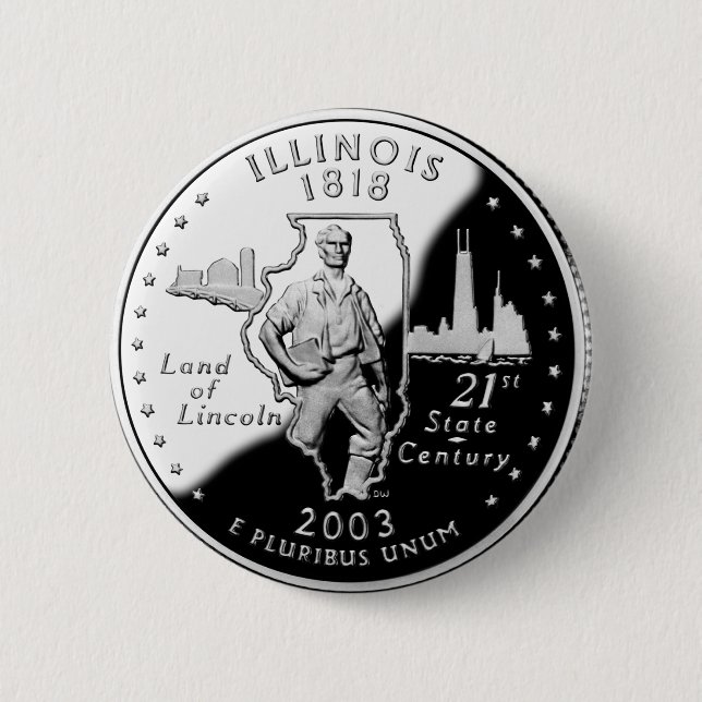 State Quarter of Illinois Reverse Side Faux 6 Cm Round Badge (Front)