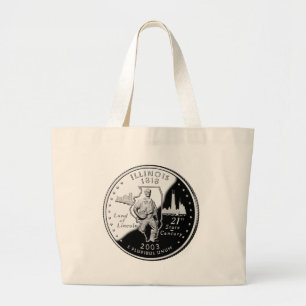 State Quarter of Illinois Reverse Side Faux Large Tote Bag