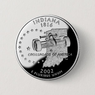 State Quarter of Indiana Reverse Side Faux 6 Cm Round Badge