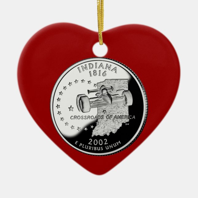 State Quarter of Indiana Reverse Side Faux Ceramic Tree Decoration (Front)