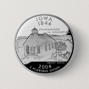 State Quarter of Iowa Reverse Side Faux 6 Cm Round Badge
