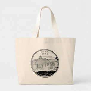 State Quarter of Iowa Reverse Side Faux Large Tote Bag