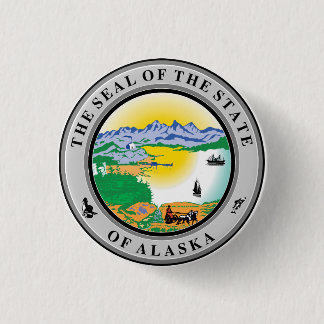 State Seal of Alaska 3 Cm Round Badge
