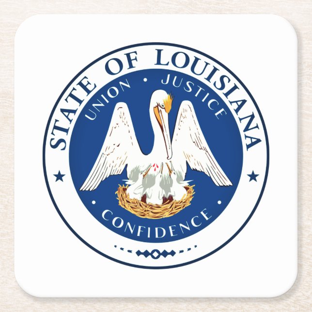 State Seal of Louisiana Square Paper Coaster (Front)
