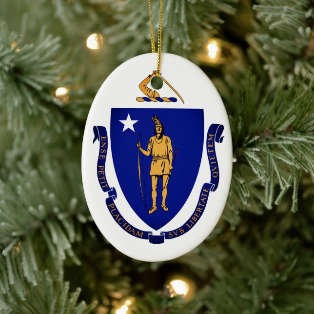 State Seal of Massachusetts Ceramic Tree Decoration (Tree)