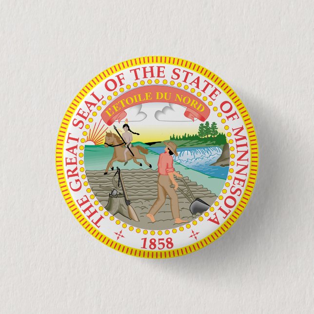 State Seal of Minnesota 3 Cm Round Badge (Front)