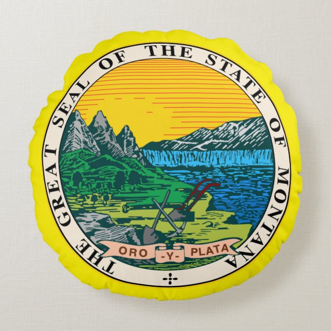 State seal of Montana Round Cushion (Front)