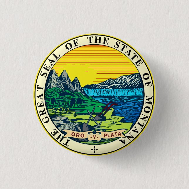 State Seal of Montana (USA) 3 Cm Round Badge (Front)