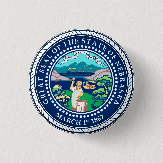 State Seal of Nebraska 3 Cm Round Badge (Front)