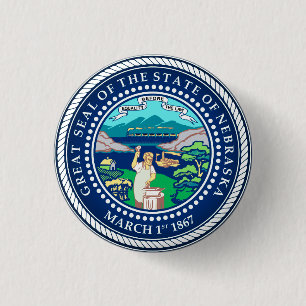 State Seal of Nebraska 3 Cm Round Badge