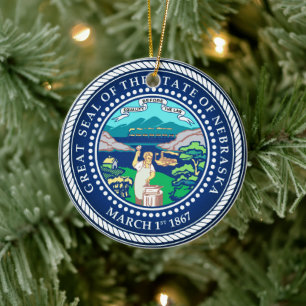 State Seal of Nebraska Ceramic Tree Decoration